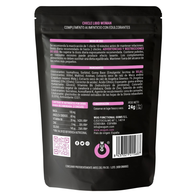 Afrodisíaco Pastilhas Wug Gum Libid Woman 10 Un