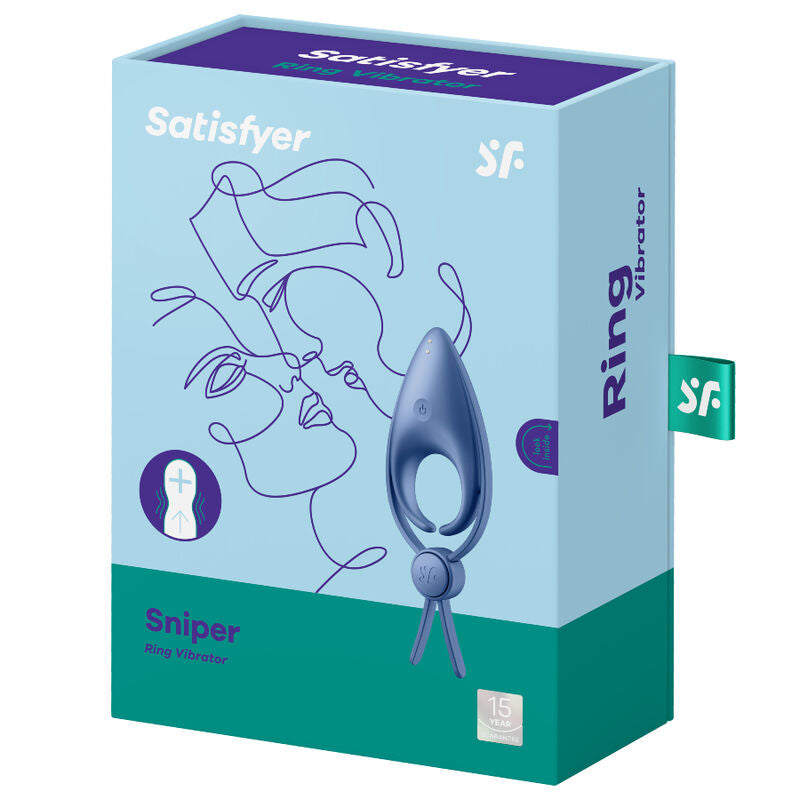 Anel Peniano Duplo Vibração Usb Tamanho Ajustável Satisfyer Sniper Azul