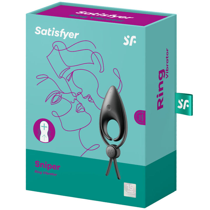 Anel Peniano Duplo Vibração Usb Tamanho Ajustável Satisfyer Sniper Preto