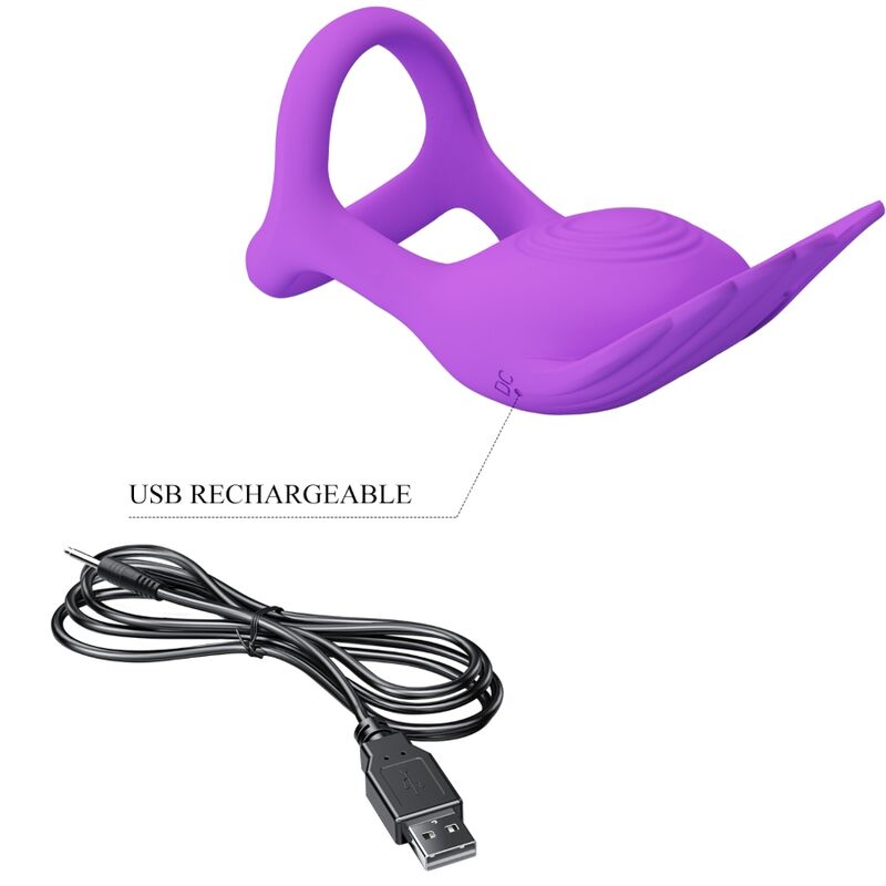 Anel Peniano Vibração Usb Prettylove Silas Roxo