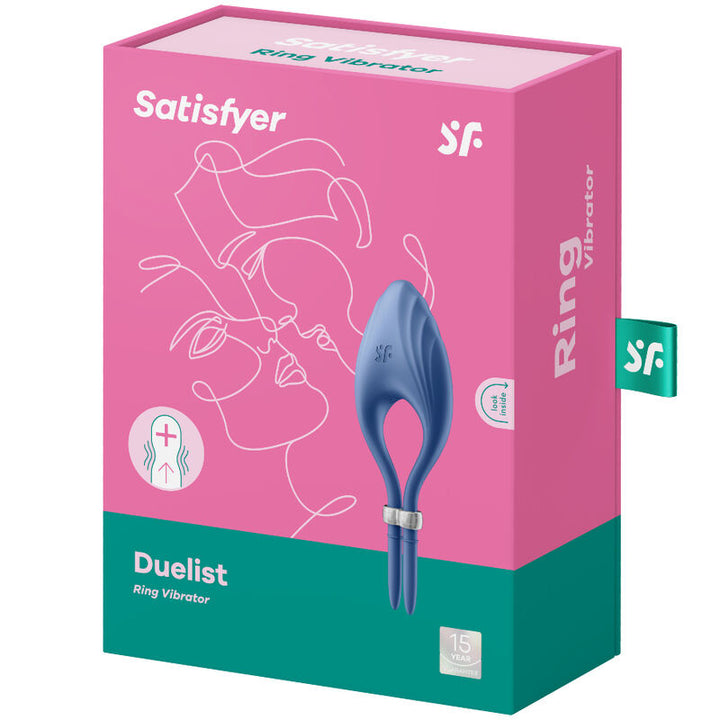Anel Peniano Vibração Usb Tamanho Ajustável Satisfyer Duelist Azul