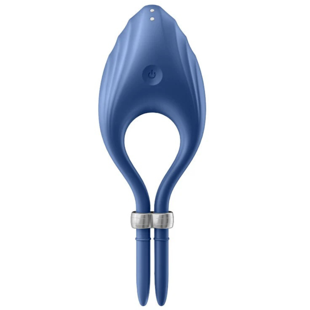 Anel Peniano Vibração Usb Tamanho Ajustável Satisfyer Duelist Azul