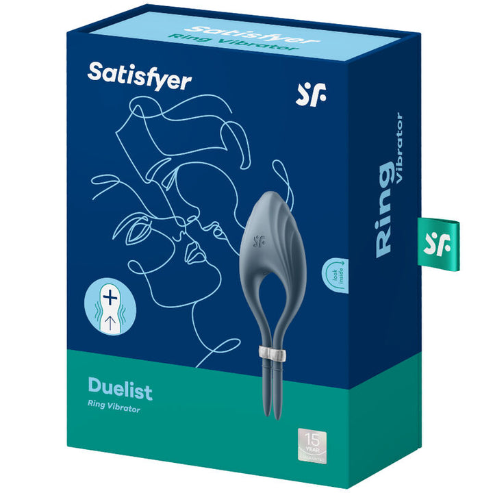 Anel Peniano Vibração Usb Tamanho Ajustável Satisfyer Duelist Cinza