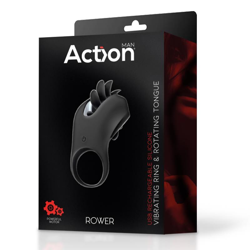 Anel Peniano Vibração e Movimento Língua Usb Action Rower