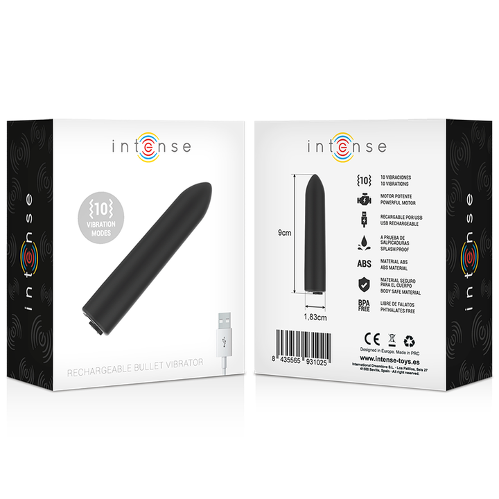 Bala Vibração Usb Intense Preto