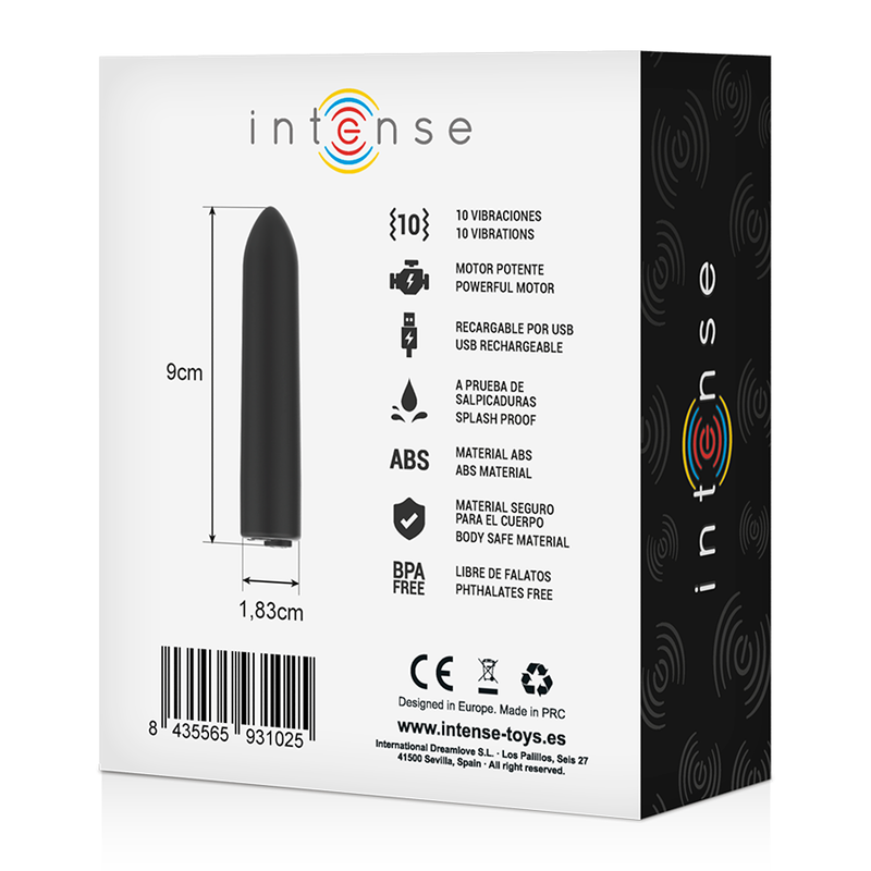 Bala Vibração Usb Intense Preto