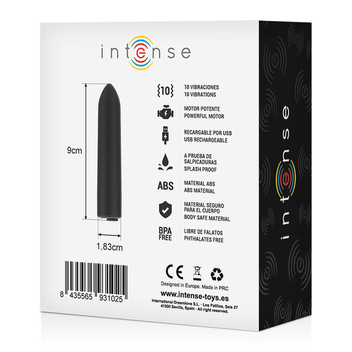 Bala Vibração Usb Intense Preto
