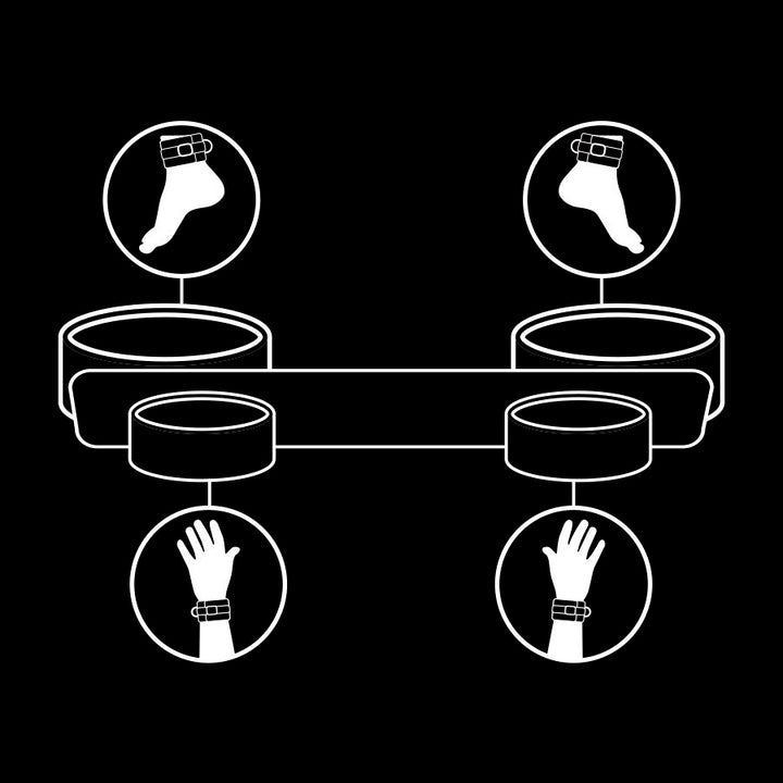 Barra Separadora Fixa Algemas Pulso e Tornozelo Fetish Submissive