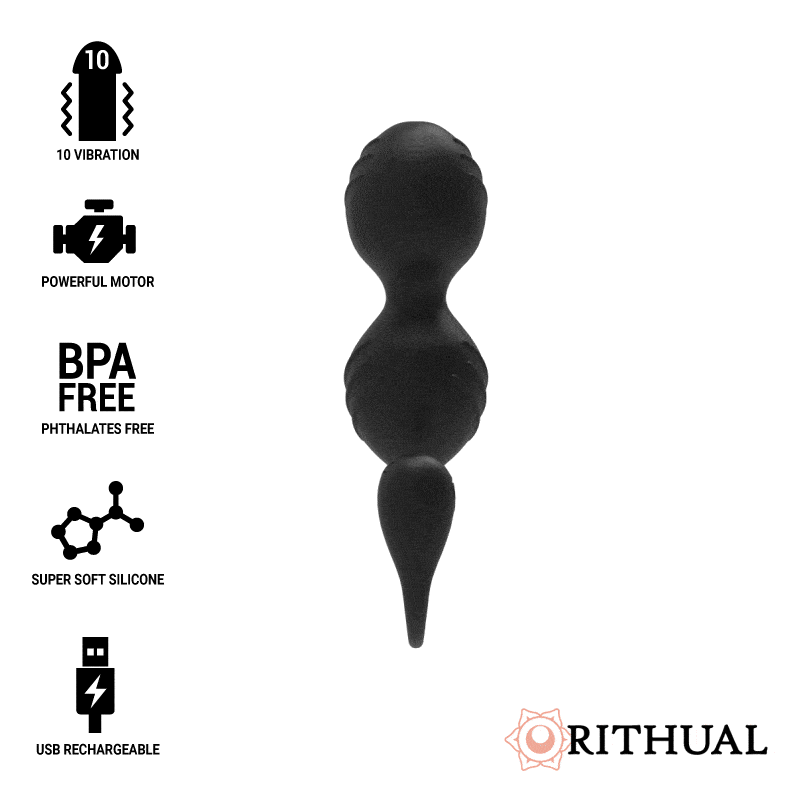 Bola Kegel Dupla Vibração Usb Rithual Nisha Preto