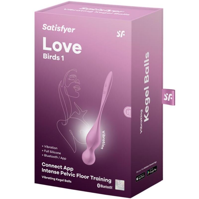 Bola Kegel Dupla Vibração Usb Satisfyer Love Birds 1 Rosa Controlo Remoto App