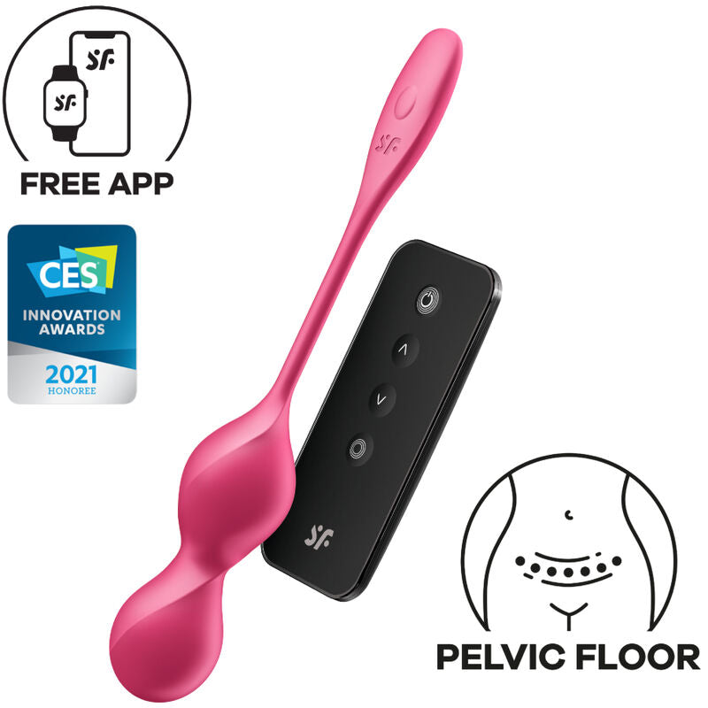 Bola Kegel Dupla Vibração Usb Satisfyer Love Birds 2 Rosa Controlo Remoto App
