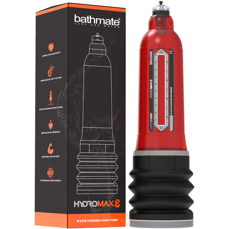 Bomba Peniana Vácuo Manual Bathmate Hydromax 8 Vermelho
