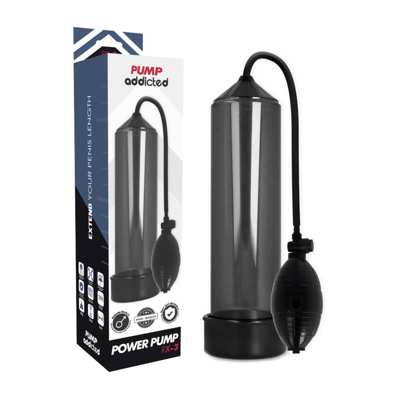 Bomba Peniana Vácuo Manual PumpAddicted RX3 Preto
