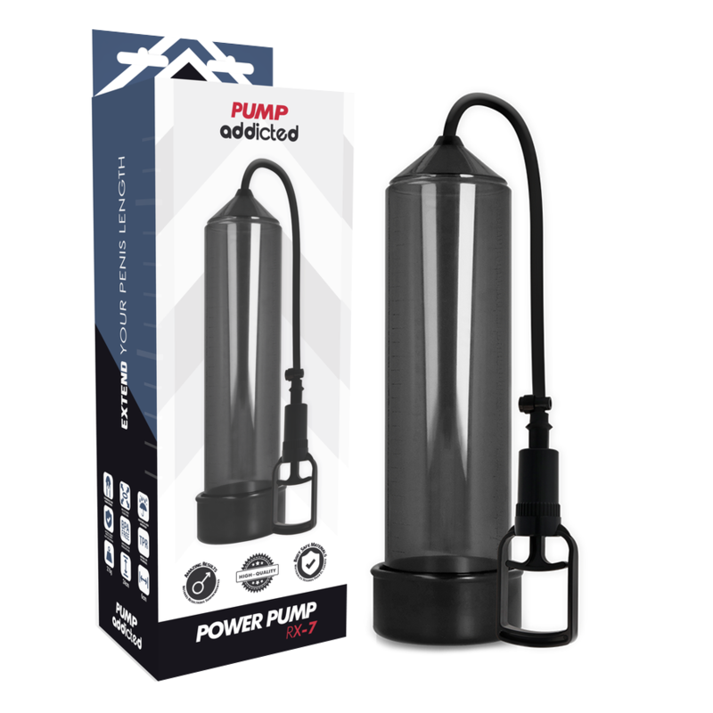 Bomba Peniana Vácuo Manual PumpAddicted RX7 Preto