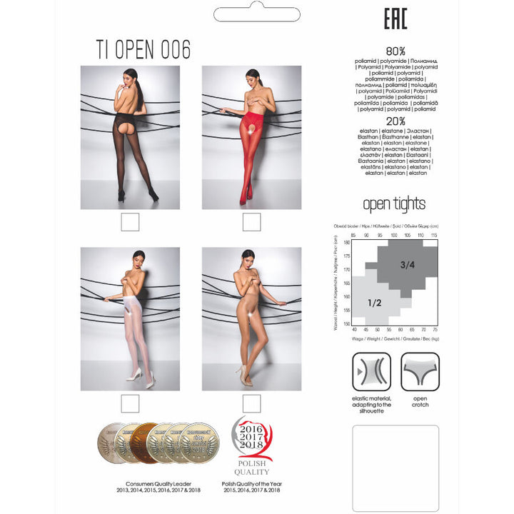 Collants Abertos Passion Tiopen 006 Vermelho