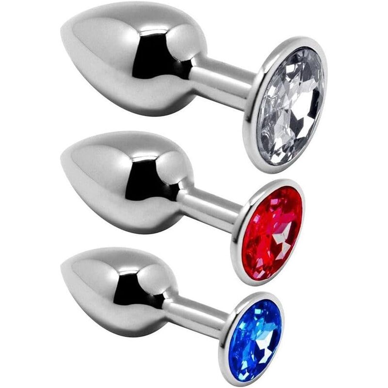 Conjunto 3 Plugs Anais Com Cristal Multicor Alive Pleasure Kit