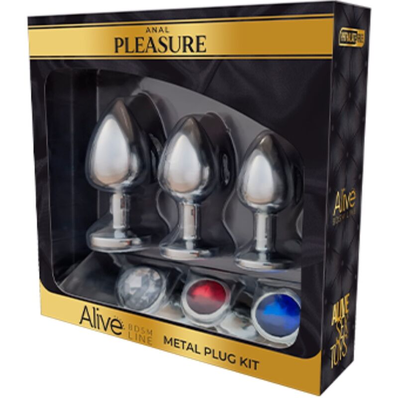 Conjunto 3 Plugs Anais Com Cristal Multicor Alive Pleasure Kit