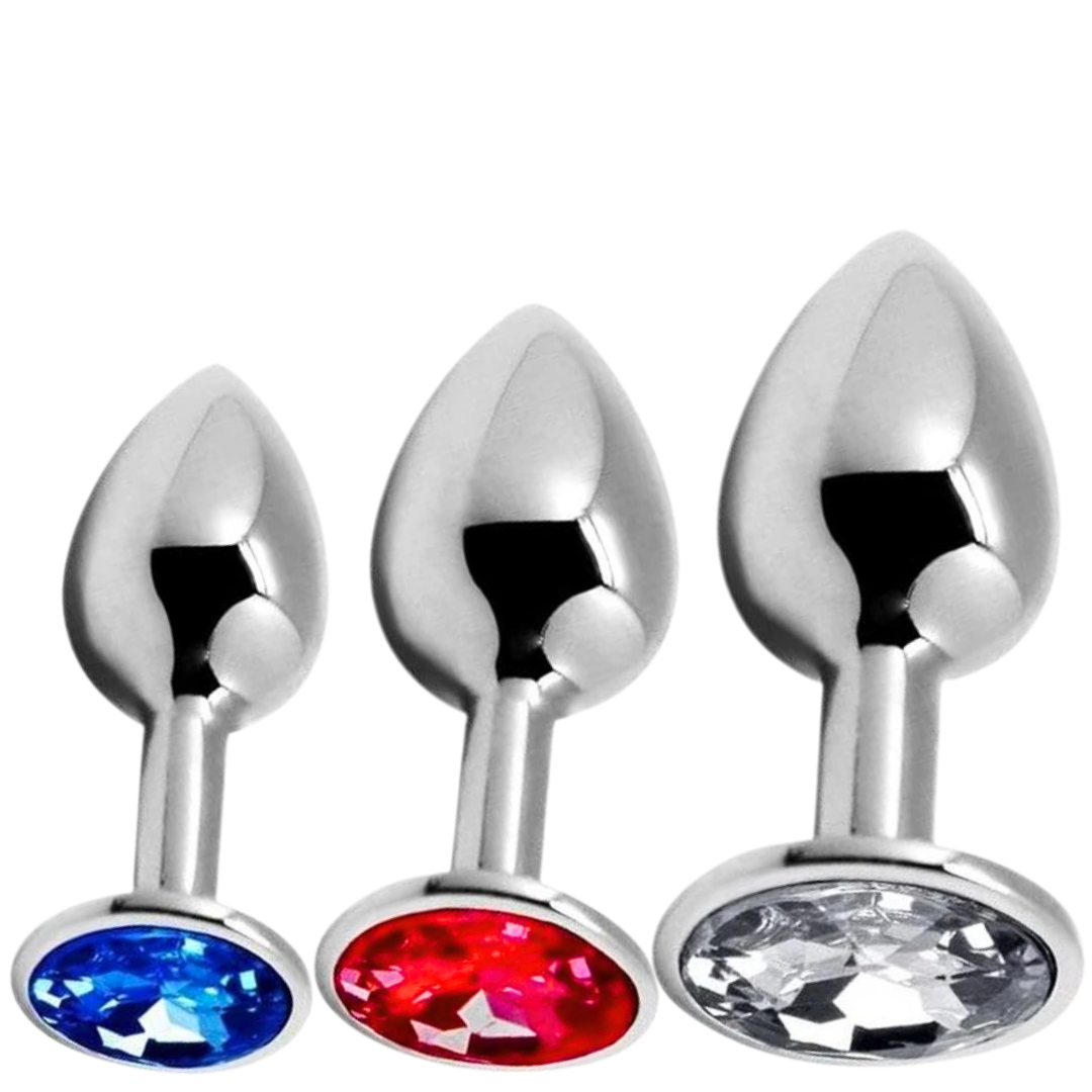Conjunto 3 Plugs Anais Com Cristal Multicor Alive Pleasure Kit