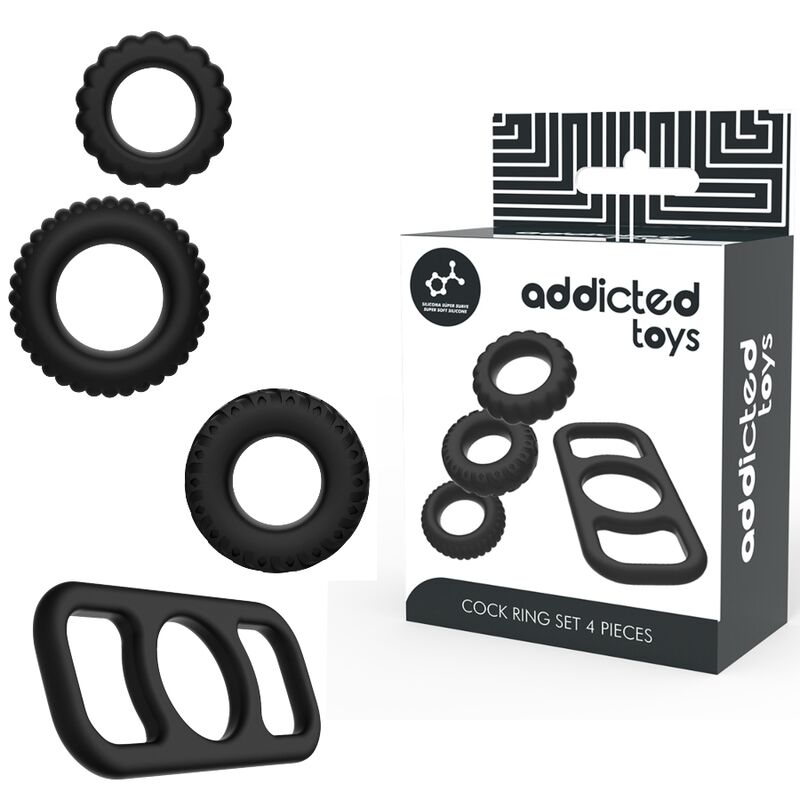 Conjunto 4 Anéis Penianos Silicone Addicted