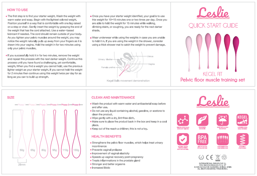 Conjunto 6 Bolas Kegel Leslie