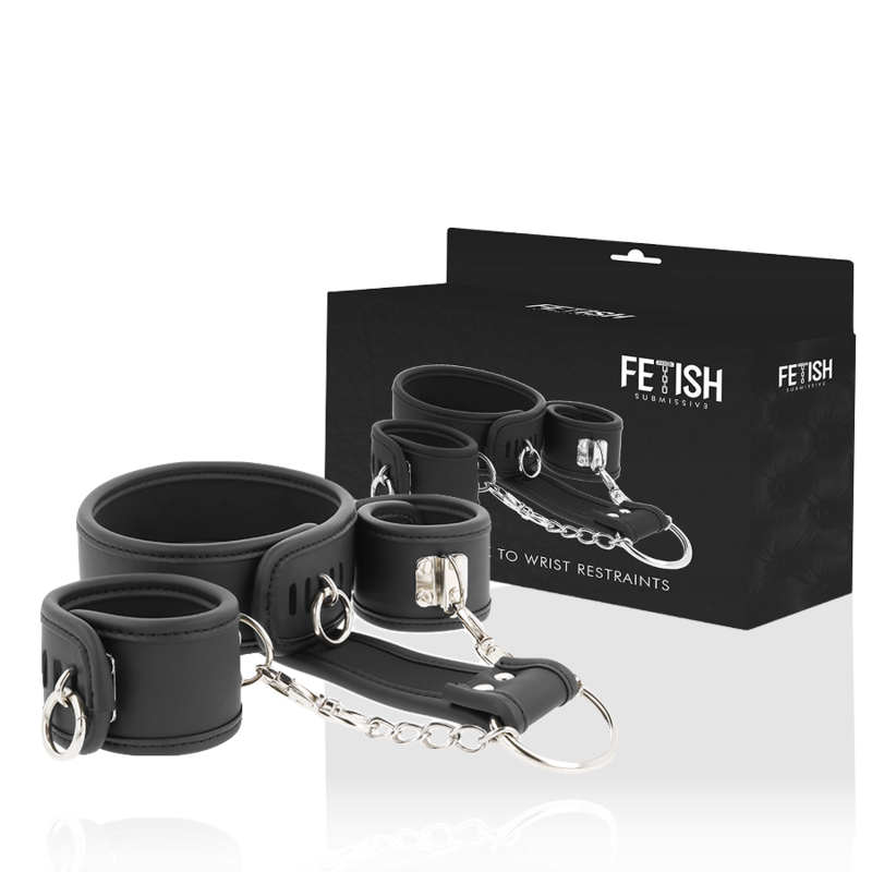 Conjunto Algemas Pulso, Coleira Postura e Hogtie Fetish Submissive