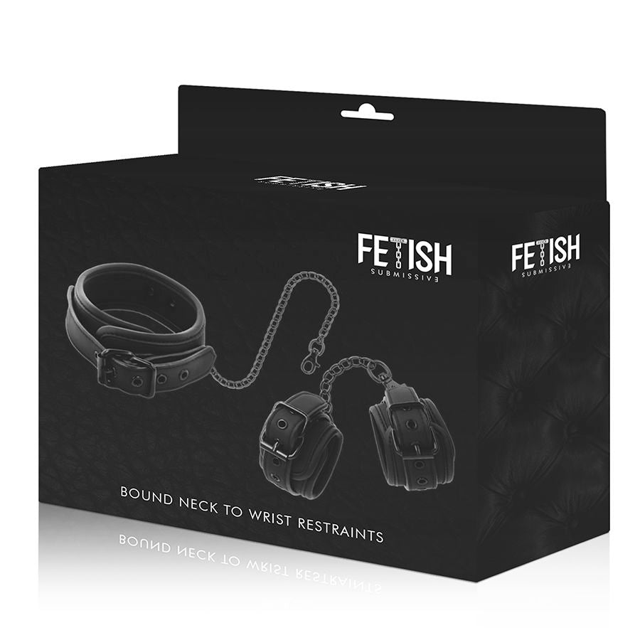 Conjunto Algemas Pulso, Coleira e Corrente Fetish Submissive