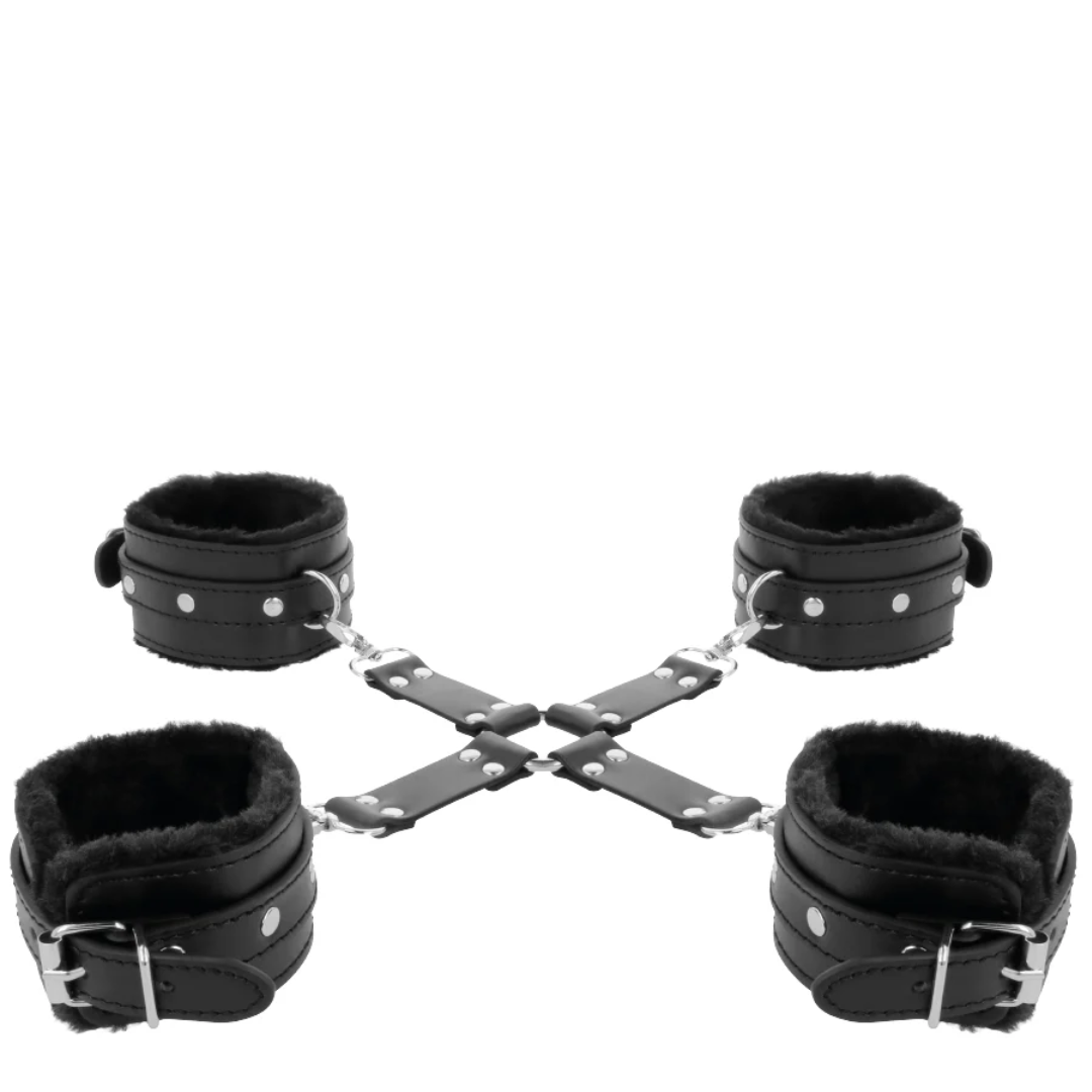 Conjunto Algemas Pulso, Tornozelo e Hogtie Darkness