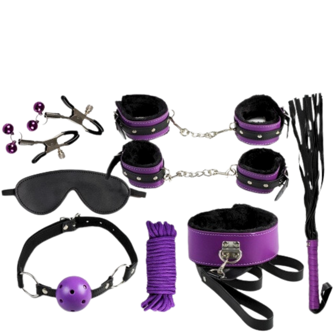 Conjunto BDSM 8 Peças Secret Pleasure Roxo