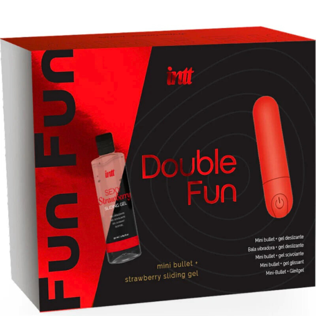 Conjunto Intt Lubrificante Morango e Bala Vibração Usb Double Fun
