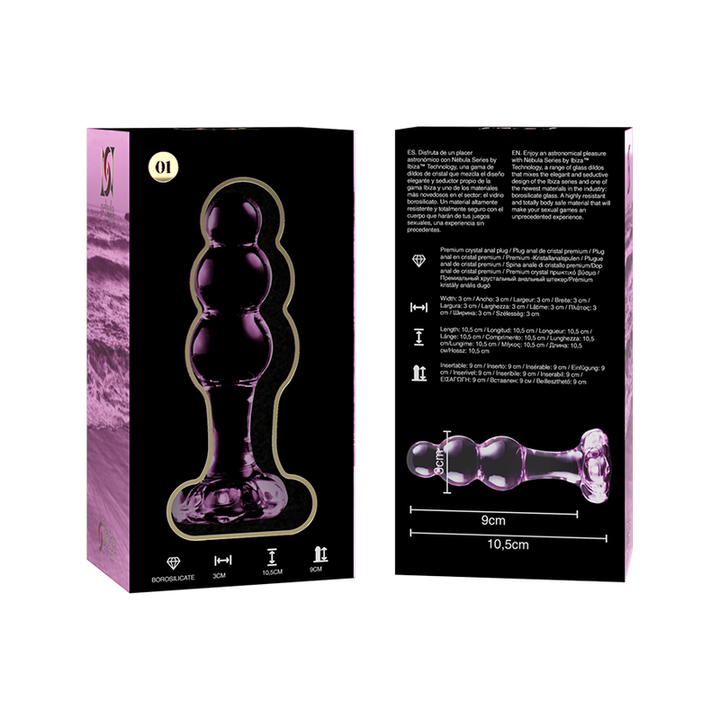 Dildo De Vidro Ibiza N1 Rosa 9x3cm