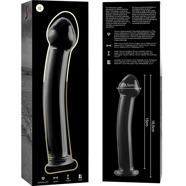Dildo De Vidro Ibiza N11 Transparente 15x3.5cm