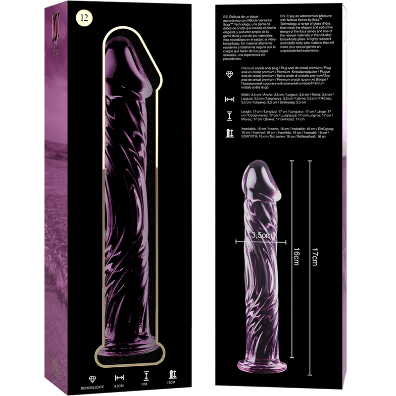 Dildo De Vidro Ibiza N12 Rosa 16x3.5cm
