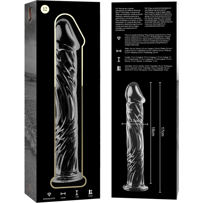 Dildo De Vidro Ibiza N12 Transparente 16x3.5cm