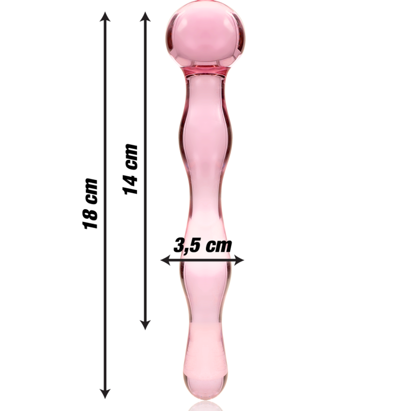 Dildo De Vidro Ibiza N13 Rosa 18x3.5cm