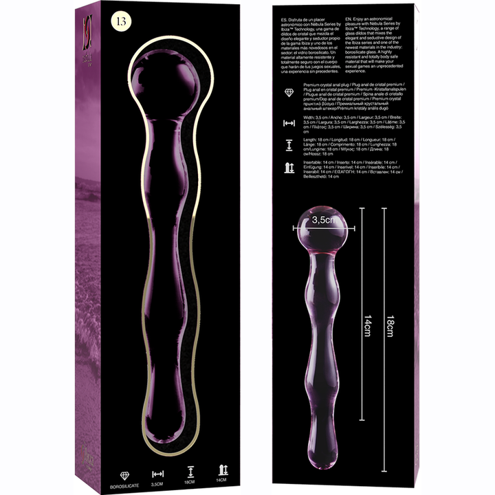 Dildo De Vidro Ibiza N13 Rosa 18x3.5cm