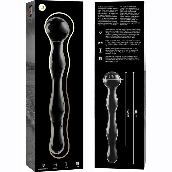 Dildo De Vidro Ibiza N13 Transparente 18x3.5cm