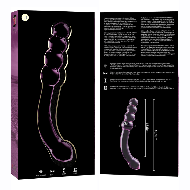 Dildo De Vidro Ibiza N14 Rosa 18.5x3cm