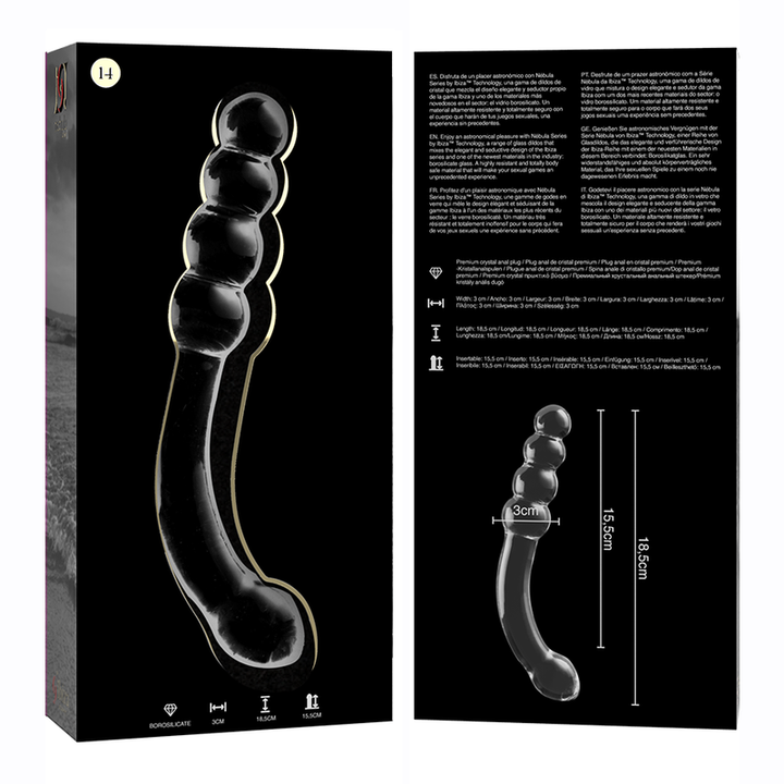 Dildo De Vidro Ibiza N14 Transparente 18.5x3cm