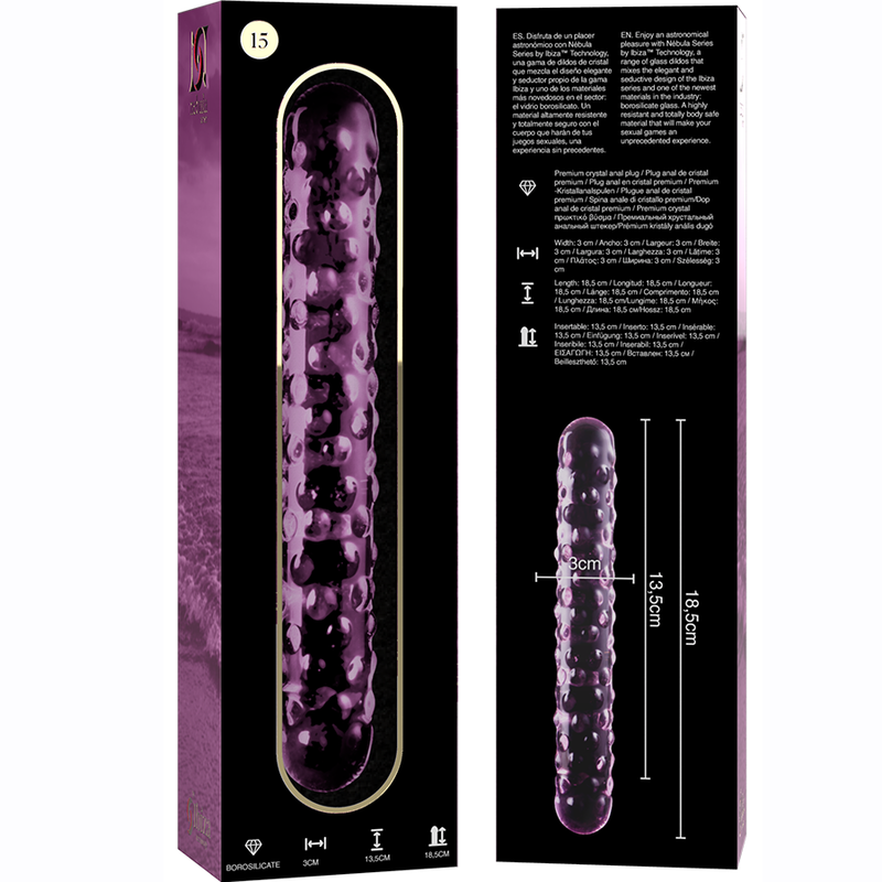 Dildo De Vidro Ibiza N15 Rosa 18.5x3cm