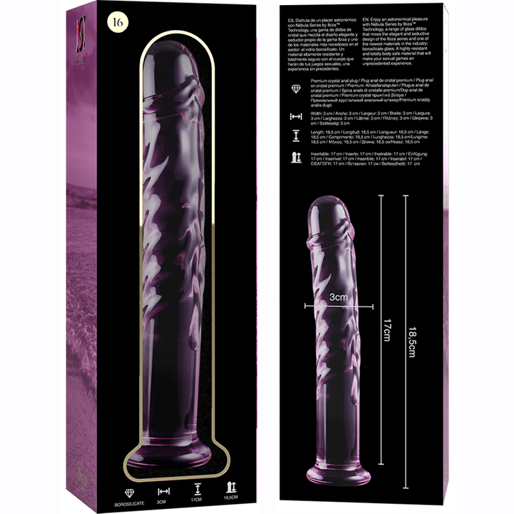 Dildo De Vidro Ibiza N16 Rosa 18.5x3cm