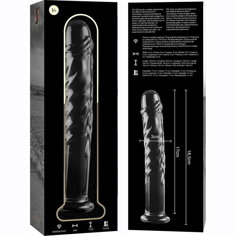 Dildo De Vidro Ibiza N16 Transparente 18.5x3cm