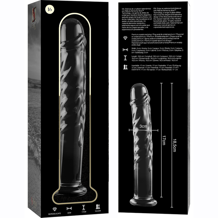 Dildo De Vidro Ibiza N16 Transparente 18.5x3cm