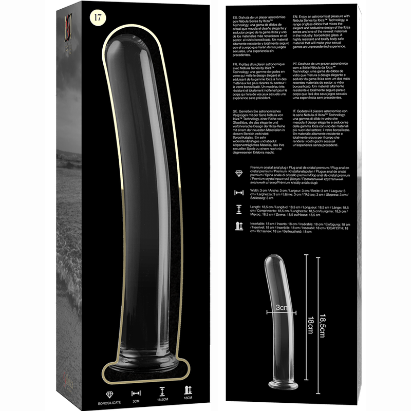 Dildo De Vidro Ibiza N17 Transparente 18.5x3cm