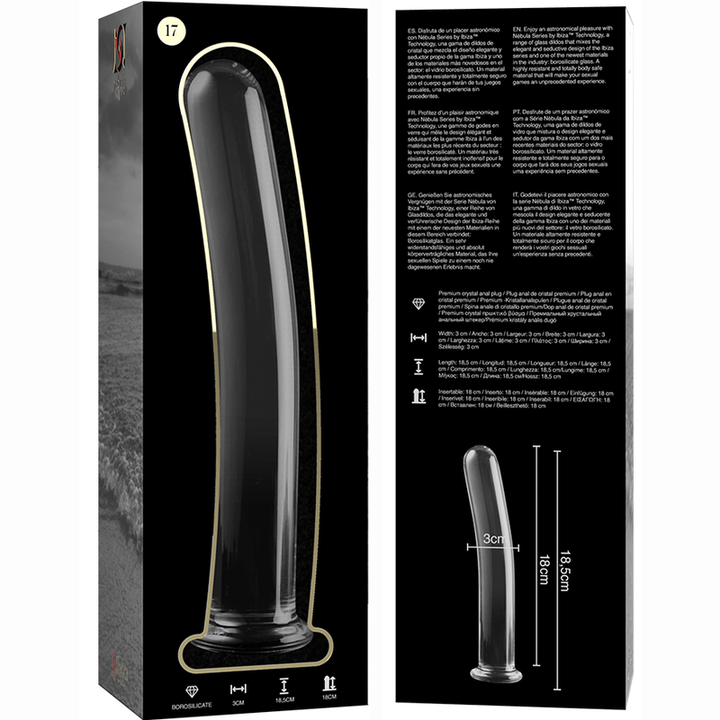 Dildo De Vidro Ibiza N17 Transparente 18.5x3cm