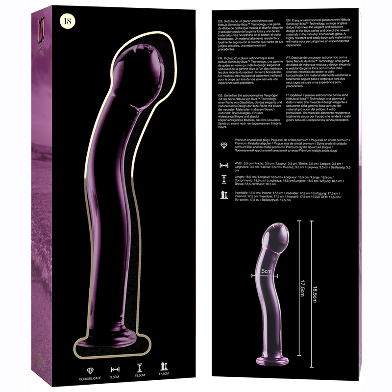 Dildo De Vidro Ibiza N18 Rosa 18.5x3.5cm