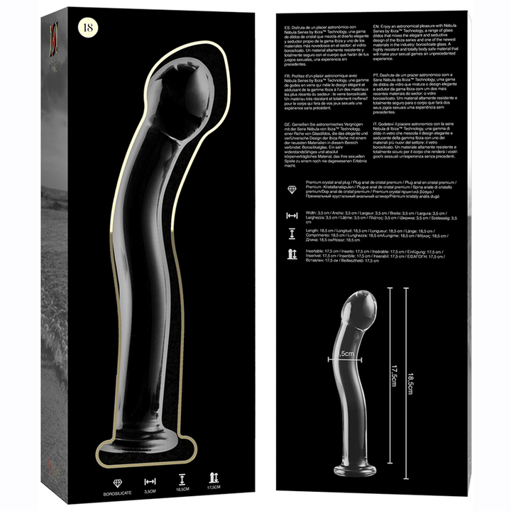 Dildo De Vidro Ibiza N18 Transparente 18.5x3.5cm