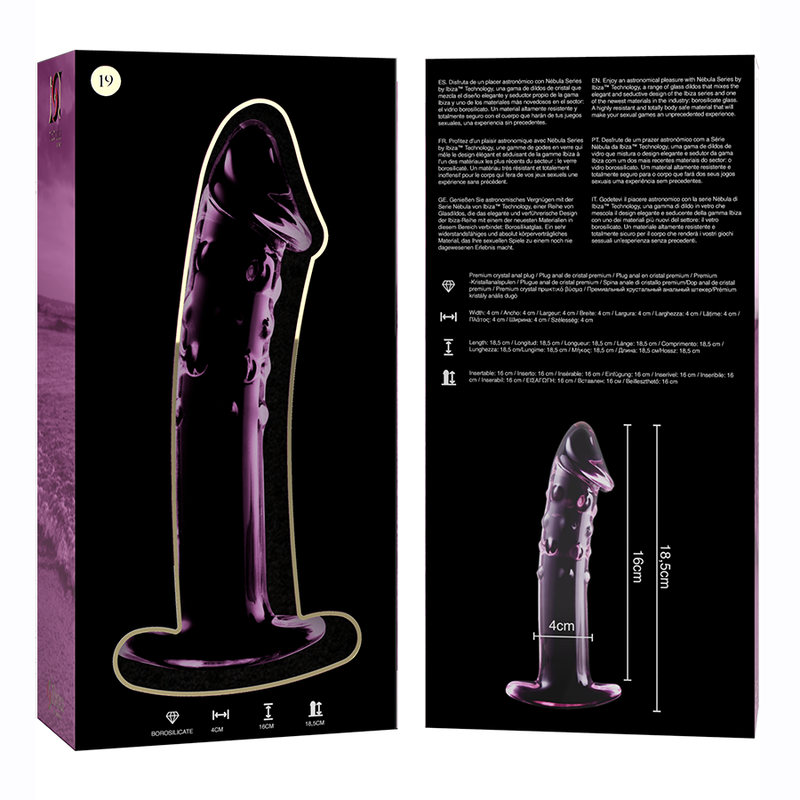 Dildo De Vidro Ibiza N19 Rosa 18.5x4cm