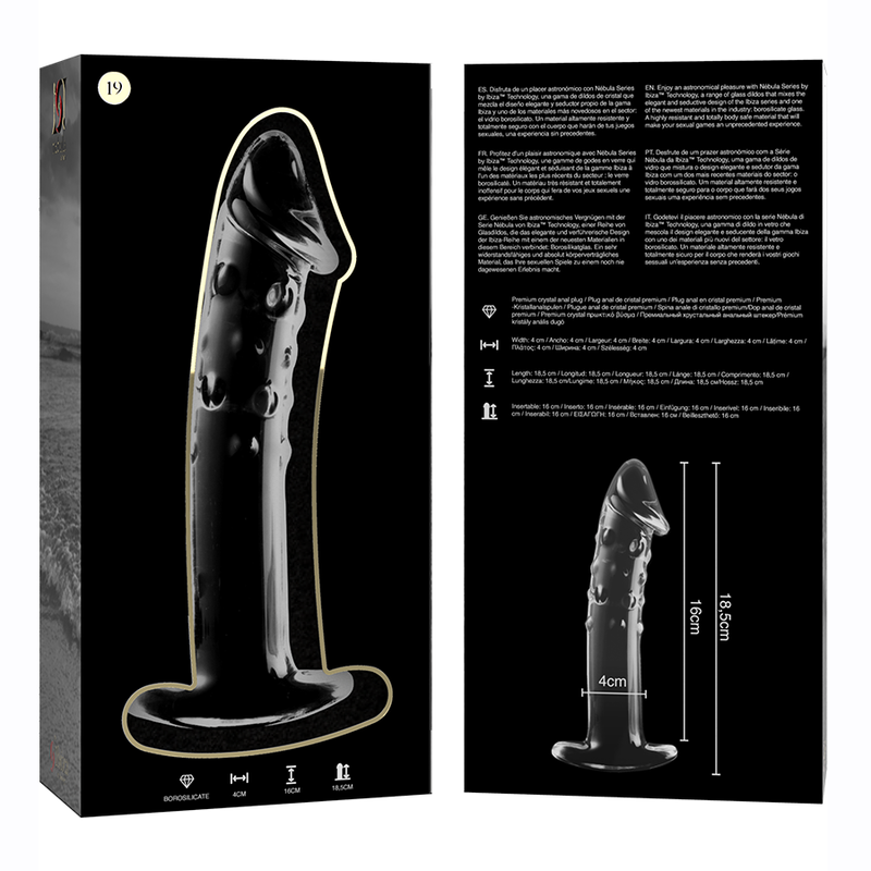 Dildo De Vidro Ibiza N19 Transparente 18.5x4cm