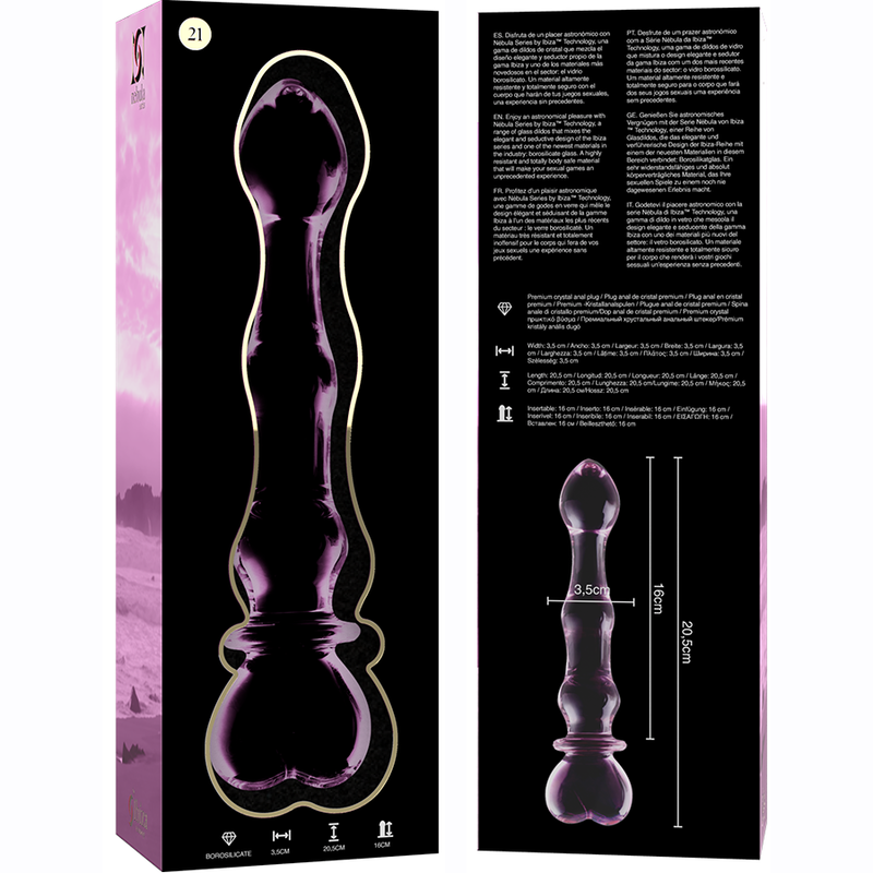 Dildo De Vidro Ibiza N21 Rosa 20.5x3.5cm