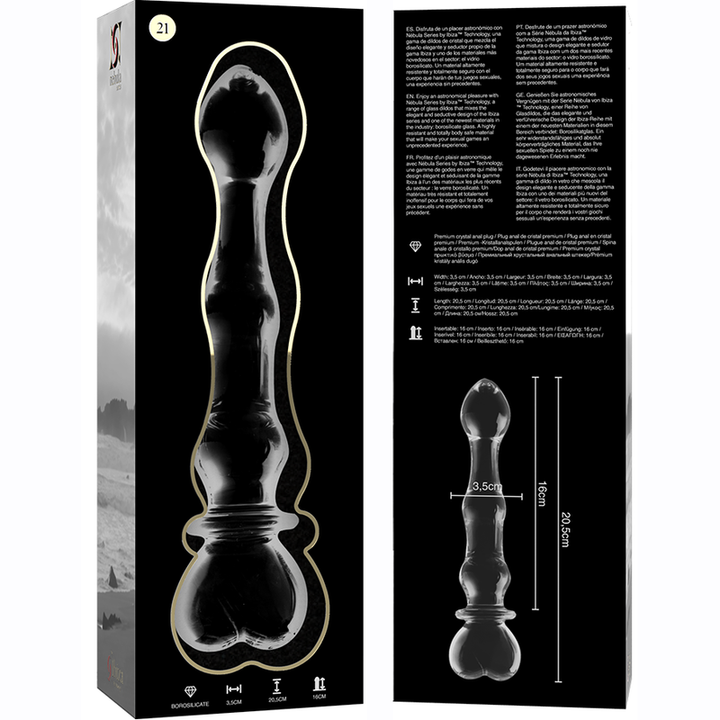 Dildo De Vidro Ibiza N21 Transparente 20.5x3.5cm